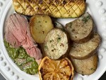 Roasted Boneless Leg of Lamb with Lemon Herbed Idaho Potatoes and Zucchini