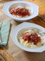 Big Easy Meatballs & Red Gravy over Creamy Idaho® Mashed Potatoes 