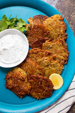 Tikka Masala Latkes with Mint Yogurt Sauce