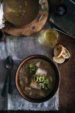 Baked Cod with Leek and Potato Soup