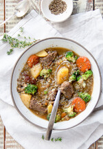 Beef Buckwheat Soup with Idaho® Potatoes and Broccoli 