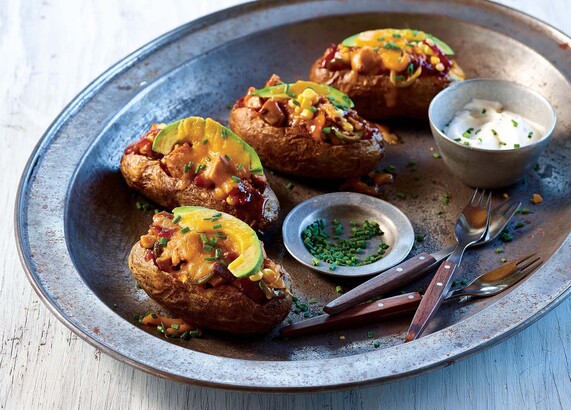 Barbecue Chicken and Avocado Potato Skins