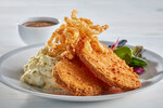 Crisp Idaho® Potato Steak with Peppercorn Gravy and Poblano-Cheddar Idaho® Yukon Gold Mashed Potatoes