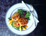 Potato Rock Shrimp Cakes with Fresh Mango Fruit Salsa 