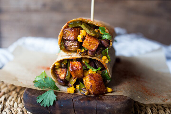 Smoky Potato Corn and Poblano Burrito